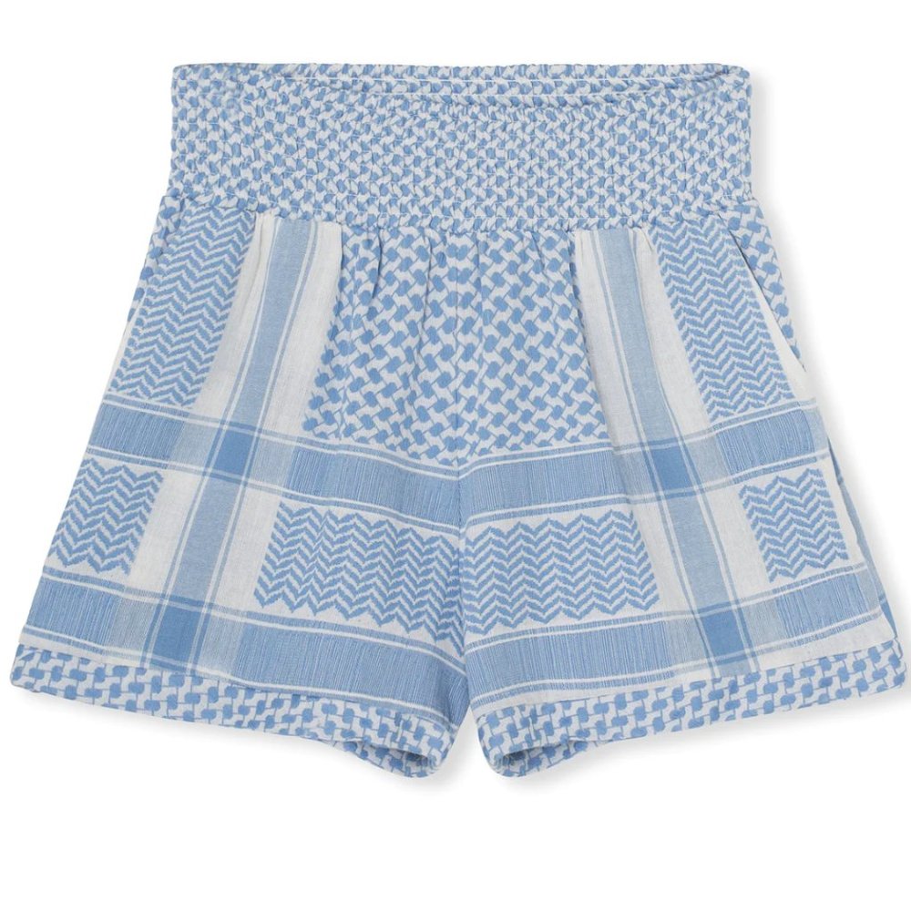 Cecilie Copenhagen Teresa Shorts Womens XS Blue White Smocked gingham